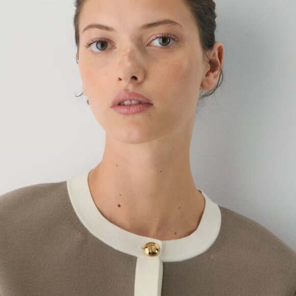 NWT Aritzia APPROACH Long Sleeve Cardigan Nomad Taupe M - Picture 4 of 6